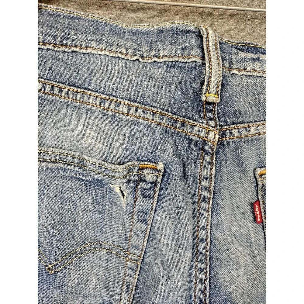 Levis Mens‎ Jeans 32x34 Blue Denim 514 Straight Slim Distressed Western Casual